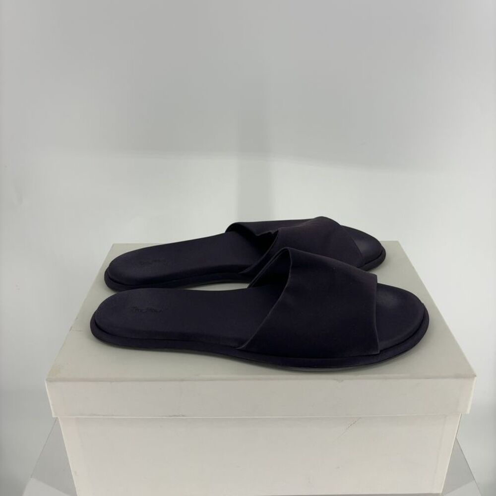 The Row Black Slide Sandals